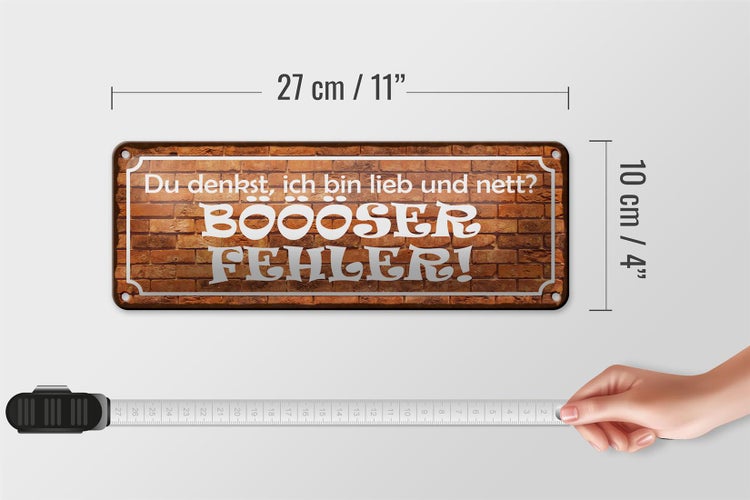 Blechschild Spruch 27x10cm denkst bin lieb BÖÖÖSER Fehler Dekoration