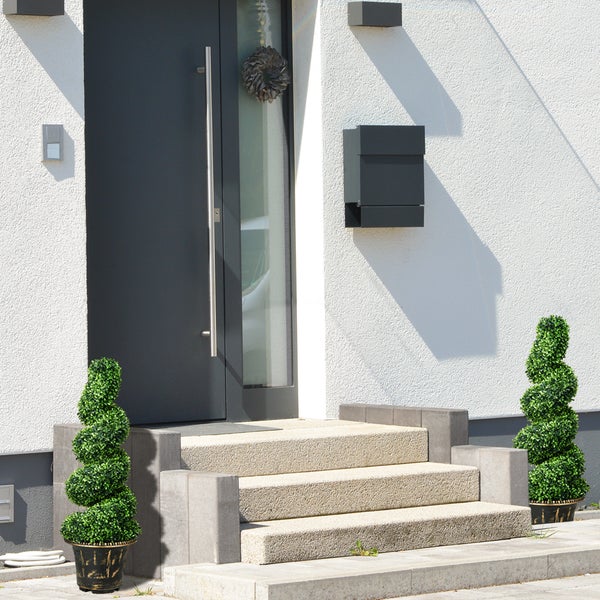 HOMCOM Künstliche Pflanzen 2er-Set, UV-beständige Kunstpflanze im Blumentopf, 90 cm Zimmerpflanze Buchsbaum für Indoor, Outdoor