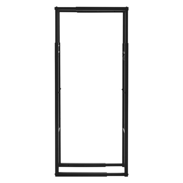 ML-Design Verstellbare Kaminholzregal Metall Schwarz, 40-65x100-150x25 cm, Kaminholzlager mit 4 Haken, Brennholzregal Stahl, Kaminholzständer Innen/Außen Kaminholzhalter Feuerholzregal für Kamin/Ofen