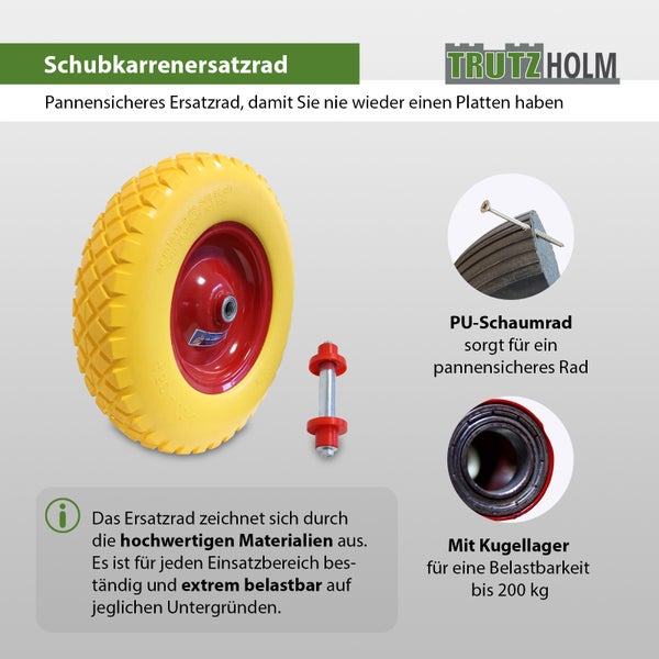 Schubkarren Ersatzrad mit Polyurethan Schaumreifen und Kugellager