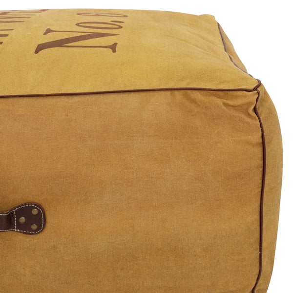 WOMO-DESIGN Sitzpouf XXL Budweiß aus Leinen in Ocker mit Tragegriff 90x40x90 cm Quadratisch, Handgefertigt, Baumwolle Füllung, Modern, Sitzpuff Pouf Puff Ottoman Sitzhocker Fußhocker Hocker Sitzkissen