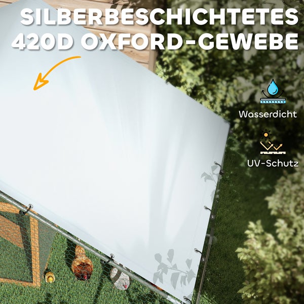 Silberbeschichtetes 420D Oxford-Gewebe als Abdeckung für Kleintiergehege, wasserdicht und mit UV-Schutz.
