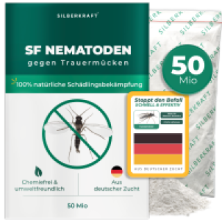 Silberkraft SF Nematoden gegen Trauermücken, 50 Millionen zur natürlichen und chemiefreien Schädlingsbekämpfung aus deutscher Zucht.