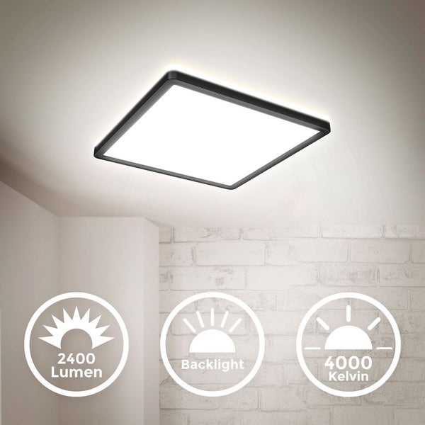 LED Panel 29,3x29,3 cm - 18W, 2400lm, flach, backlight, neutralweiß, schwarz