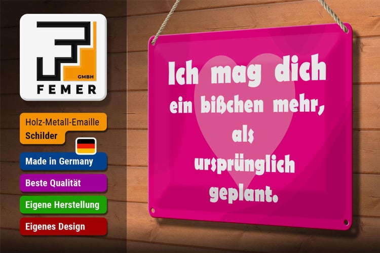 Blechschild Spruch 30x20cm Ich mag Dich (Herz)