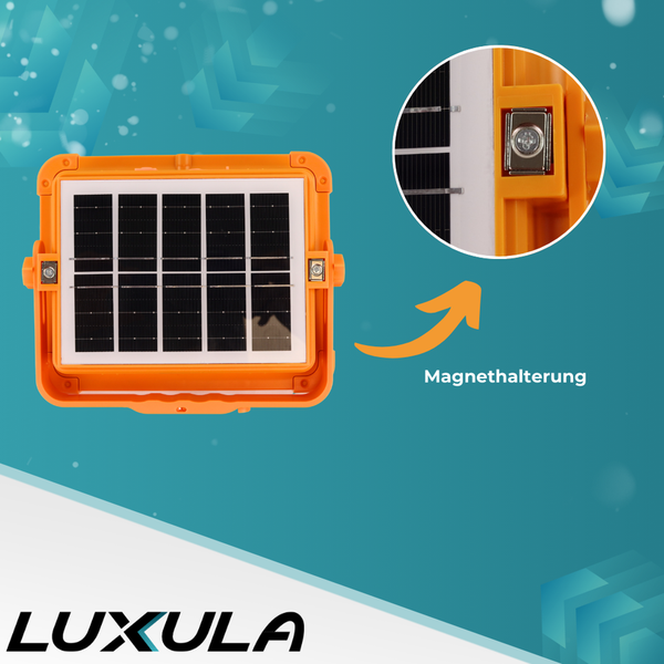 Orangefarbene Solarleuchte mit Magnethalterung