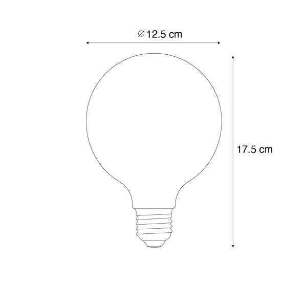 Fünf klare LED-Filament-Globelampen mit E27-Sockel und sichtbaren Leuchtfäden.