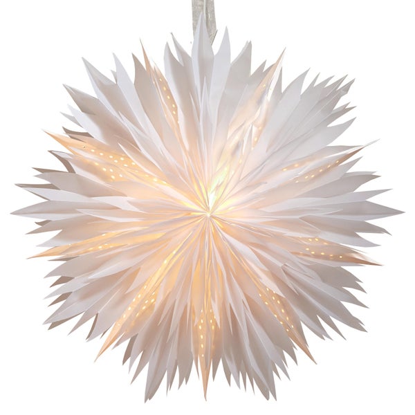 Papierstern mit Beleuchtung für die Weihnachtszeit