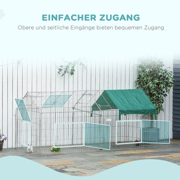 PawHut Freigehege, Kleintiergehege, 220 x 103 x 103 cm, Stahl, Grün
