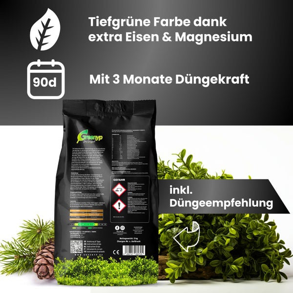Greenyp Universal Heckendünger I 10kg für 300m² I für alle Bäume, Sträucher & Hecken I Koniferen Langzeitdünger I Schnelles Wachstum Neuanpflanzungen