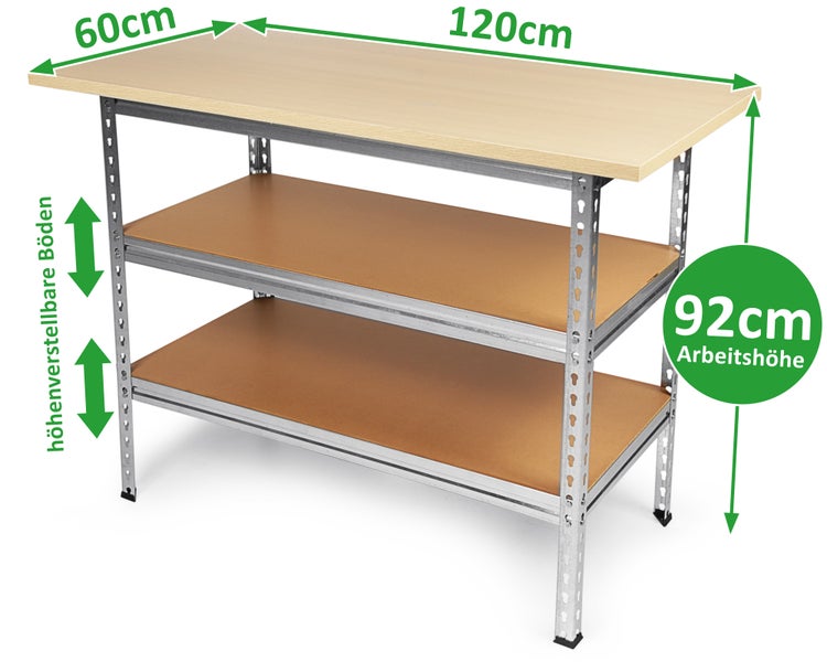 Ondis24 Werkstatt Set Uwe 240cm komplett Lochwand & Steckdose, Werkstatteinrichtung, Werkbank