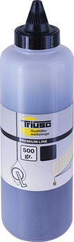 Triuso Schlagschnurfarbe Premium-Line in Schwarz, 500 Gramm in der Kunststoffflasche mit Dosierverschluss.