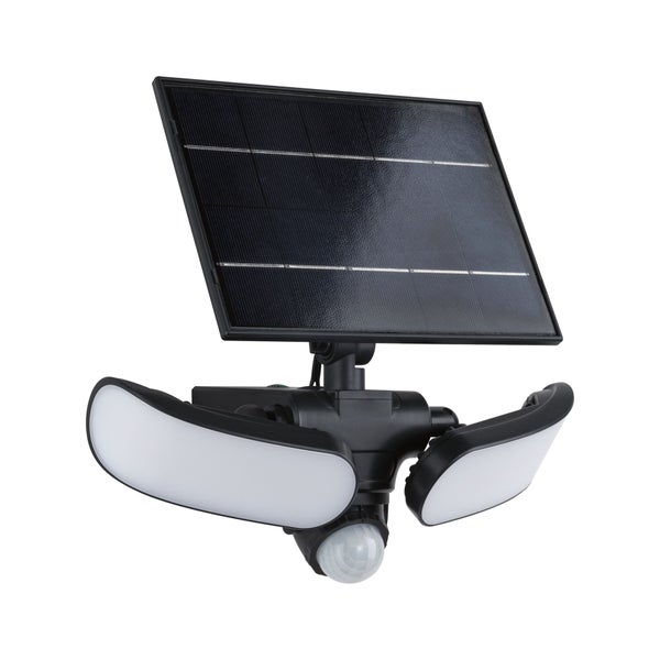 Solar LED Wandfluter Sonlig Dämmerungsgesteuerter Bewegungsmelder (IR) IP65 eckig 286x137mm 3000K 2x9W 2x1100lm 3,7V Anthrazit Kunststoff
