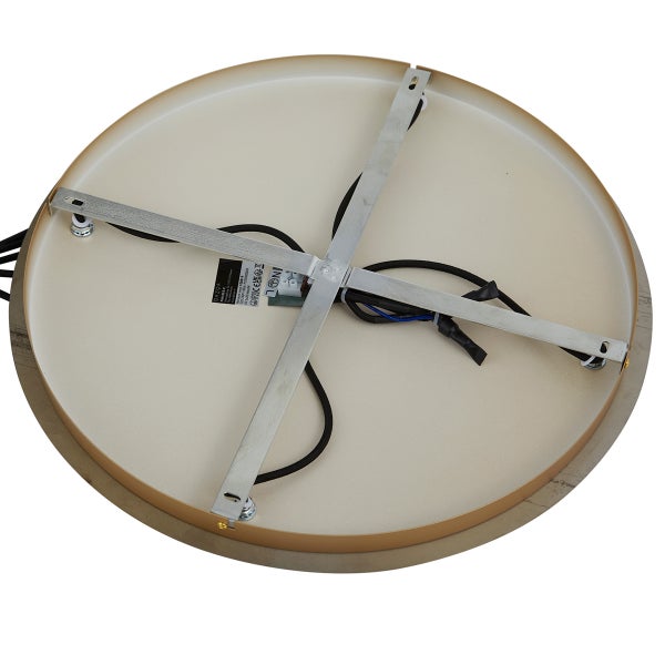 Rückansicht einer runden Deckenleuchte mit Metallelementen