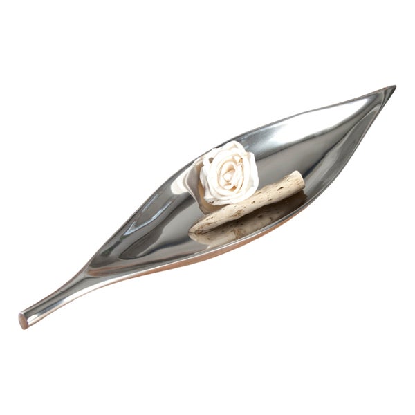 Dekoschale Short Leaf 40 cm, Aluminium silber glänzend