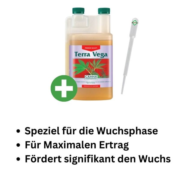Canna Terra Vega 5L – Flüssigdünger für kräftiges Wachstum in der Wachstumsphase – Ideal für Grow, Tomaten, Orchideen & mehr – Fördert schnelles und gesundes Wachstum – Mit Pipette für präzise Dosierung