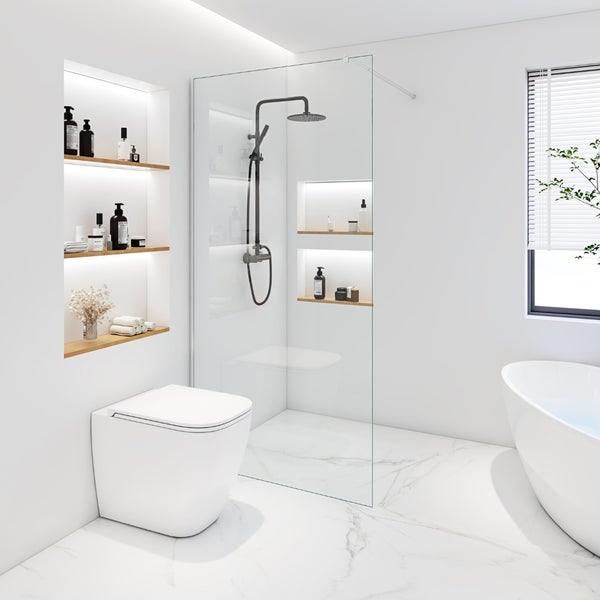 Home Deluxe - Duschabtrennung - BAKI - Breite: 120 cm, Klarglas, Aluminiumrahmen - 10 mm ESG - Sicherheitsglas I Walk in Dusche, Duschwand, Duschtür