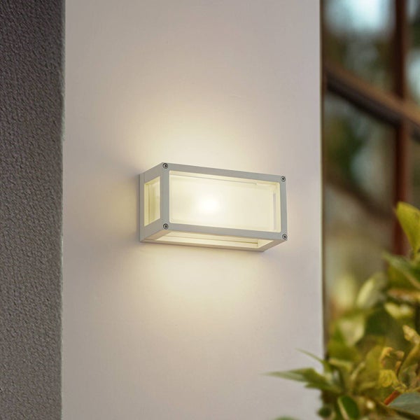 Lucande Wandleuchte außen Aurelien (spritzwassergeschützt (Modern) in Weiß aus Aluminium (1 flammig, E27) - Außenwandleuchten Wandlampe Led Außenlampe Outdoor für Außenwand/Hauswand