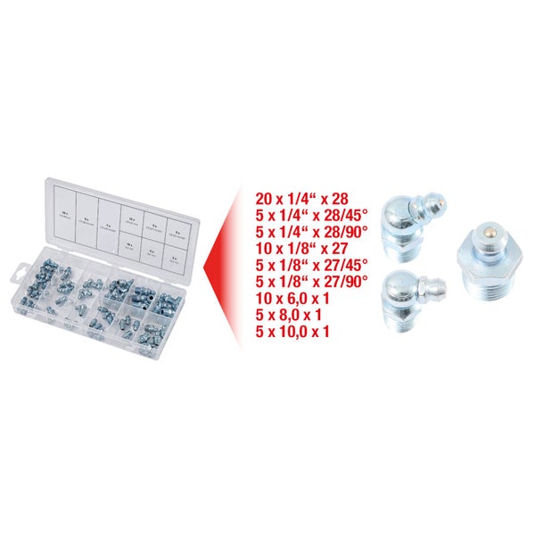 KS TOOLS Sortiment Schmiernippel metrisch & Zoll 70tlg. - 970.0360