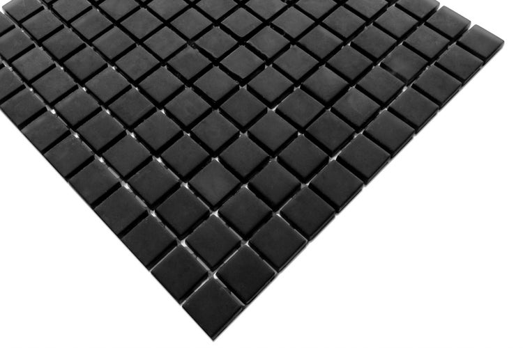Glasmosaik auf Netz für Bad und Küche 30cm x 30cm  - Velvet black