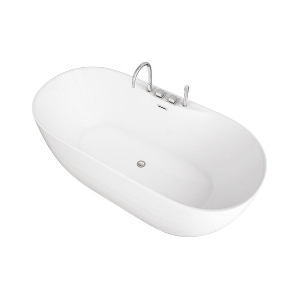 Home Deluxe - freistehende Badewanne - LENI mit Armatur, Weiß - Maße: ca. 170 x 80 x 58 cm - Füllmenge: 235 Liter, inkl. Überlaufschutz, Siphon und Verschluss I Spa, für 2 Personen