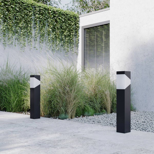 Lucande Außenleuchte Kiran (spritzwassergeschützt (Modern) in Schwarz aus Aluminium (1 flammig, E27) - Wegeleuchte Pollerleuchte Wegelampe Sockelleuchte