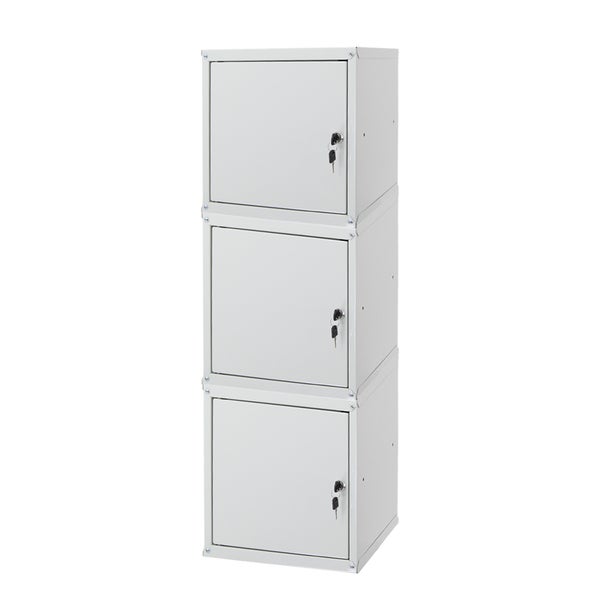 PROREGAL Mega Deal 3x Schließfachwürfel Cubic HxBxT 35 x 35 x 35 cm Grau