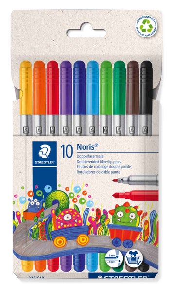 Packung mit zehn Staedtler Noris Doppelfasermalern