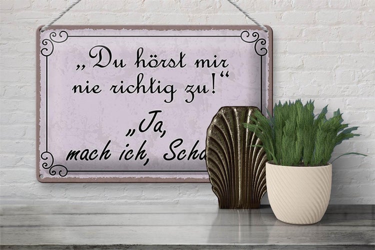 Blechschild Spruch 30x20cm du hörst mir nicht richtig zu