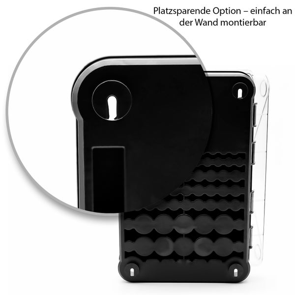 BigDean 2 Stück Batterie Aufbewahrungsbox aus Kunststoff für Batterien & Akkus– Batterie Organizer für einfaches & leichtes Aufbewahren – Batteriebox Made in Europe
