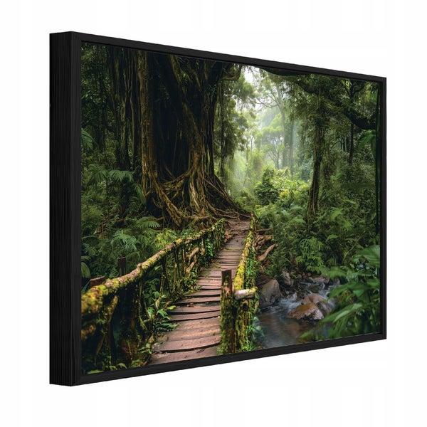 Gerahmtes Dschungelbild mit Holzbrücke
