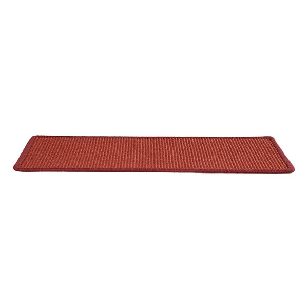 FLOORDIREKT Stufenmatte aus Sisal - Pure Nature - Umkettelt & Selbstklebend - Rot - 23,5 x 65 cm - Rechteckig ohne Lippe