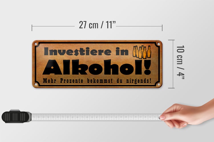 Blechschild Spruch 27x10cm Investiere in Dekoration