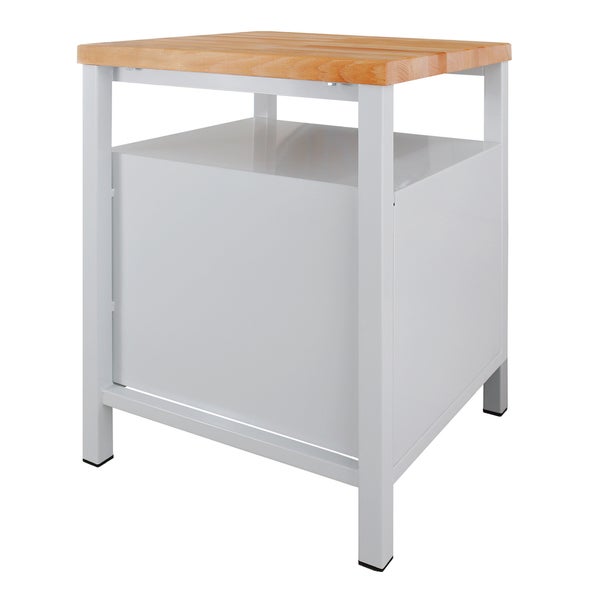 PROREGAL Werkbank Slim Rhino mit Ablagefläche 1 Tür HxBxT 84 x 60 x 60 cm Traglast 300 kg Lichtgrau Blau