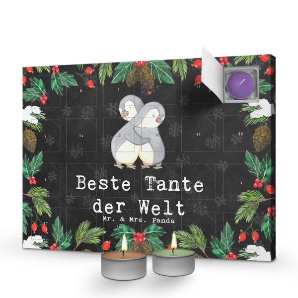 Mr. & Mrs. Panda Duftkerzen Adventskalender Pinguin Beste Tante der Welt - Schwarz