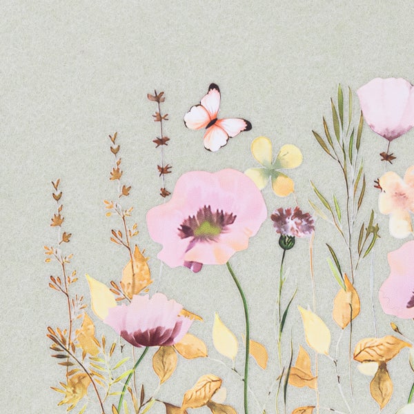 Dekoratives Bild mit Blumen und Schmetterling