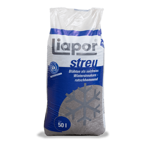 Liapor Winterstreu 50 Liter, salzfreies Blähton-Streumittel, rutschhemmend, Blauer Engel Siegel.