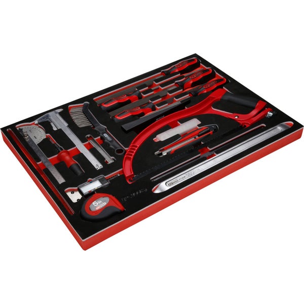KS TOOLS Messwerkzeuge- / und Feilen-Satz in Schaumstoffeinlage 28tlg. - 811.0028
