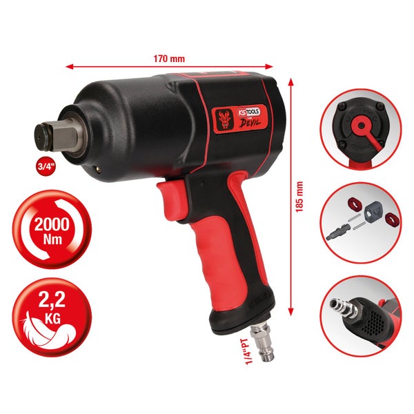 KS TOOLS 3/4 The Devil Hochleistungs-Druckluft-Schlagschrauber 2.000 Nm - 515.3400