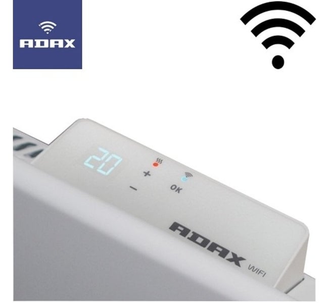 Konvektor Quality Heating Adax Neo WIFI 33x109 cm 1400 W Stahl Weiß RAL 9016 inkl. WLAN-App-Steuerung, LCD-Display, Wochenprogramm, Fenster-offen-Erkennung, Kindersicherung, IP24 spritzwassergeschützt, Wandhalterung
