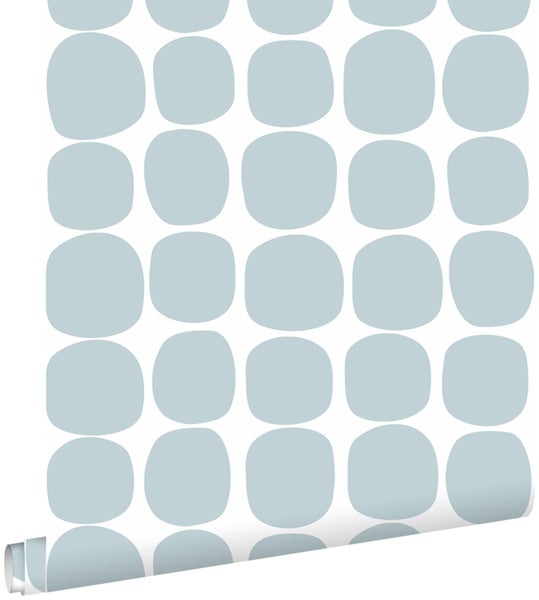 ESTAhome Tapete grafisches Motiv Hellblau und Weiß - 0,53 x 10,05 m - 139088