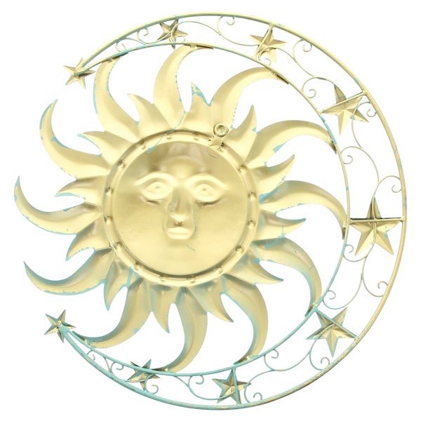 FRANK FLECHTWAREN | Wanddeko Sonne, Mond & Sterne, 46 x 1 x 47 cm, METALL