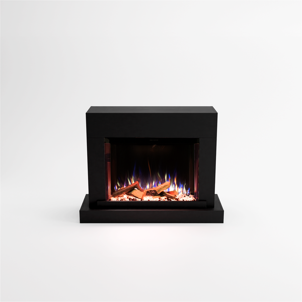 Glow Fire Elektrokamin 'PR4' | LED Standkamin in schwarz mit Heizung (1500 W) | HxBxT: 126x97x43 cmcm