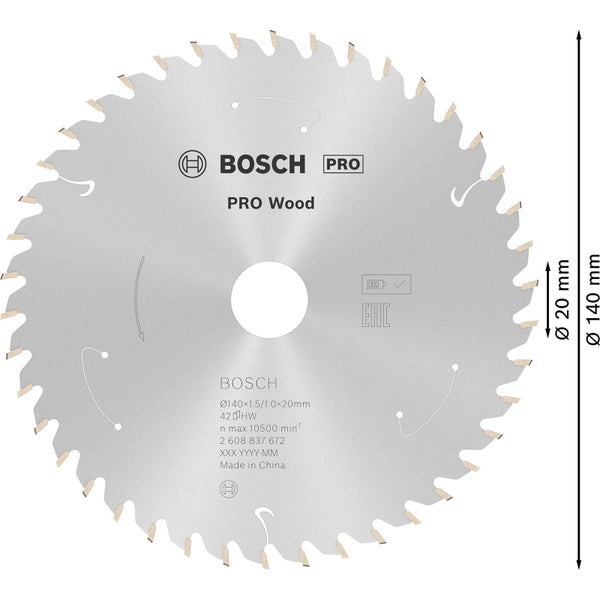 Bosch PRO Wood cordless Blatt für Kreissägen 140 x 1,5 x 20 mm - 2608837672
