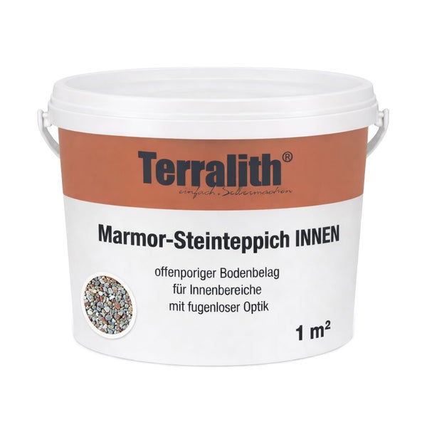 Terralith Marmor-Steinteppich für Innenbereiche, offenporiger Bodenbelag für 1 Quadratmeter.