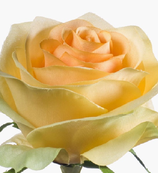 Künstliche Rose aus Textilmaterial in Gelb.
