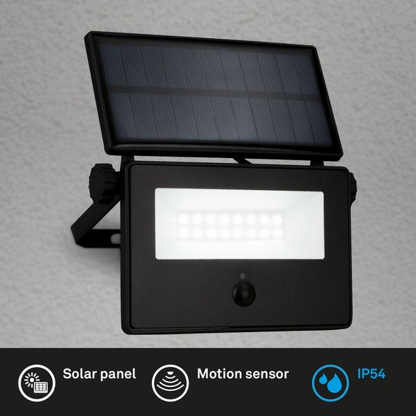 Solar LED outdoor wall light, black, incl. IR sens