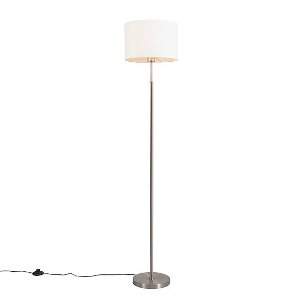 QAZQA - Moderne Stehleuchte I Stehlampe I Standleuchte I Lampe I Leuchte weiß rund - VT 1 I Wohnzimmer I Schlafzimmer - Textil Rund - LED geeignet E27