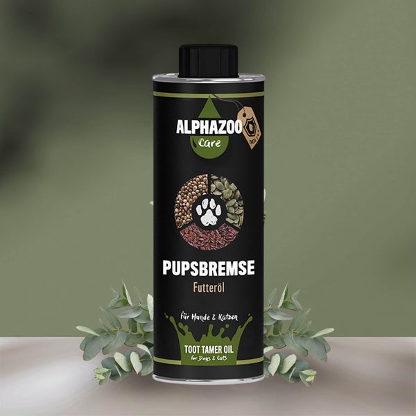 ALPHAZOO Pupsbremse Futteröl 500ml für Hunde und Katzen I Magen Darm und Verdauung