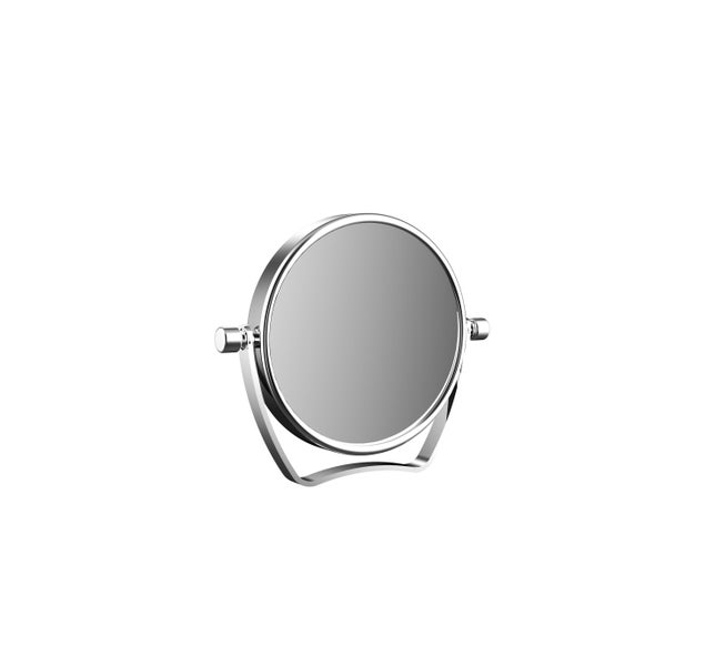 Calmwaters Reisespiegel, 3/1-fach Vergrößerung, chrom, rund, zweiseitige Kristallglas-Spiegelfläche, Metallhalterung, Ø 90 mm, 80BS6254
